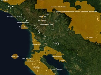 Satellitenansicht auf den Corcovado- und den Amistad-Nationalpark