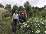 Naturefund-Mitglieder mit dem Projektpartner inmitten einer lebendigen Parzelle