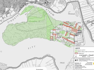 Karte der Insel Kirr in Mecklenburg-Vorpommern mit eingezeichneten Grundstücken, die von der Naturschutzorganisation Naturefund gekauft wurden